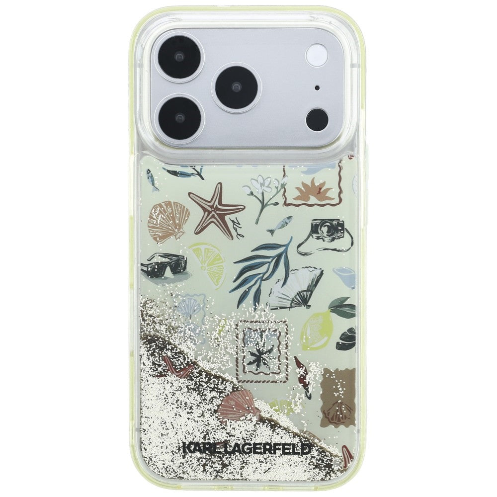 Funda para Apple iPhone 18 Pro / 17 Pro, Karl Lagerfeld, Liquid Glitter Beach and Sand, Beige