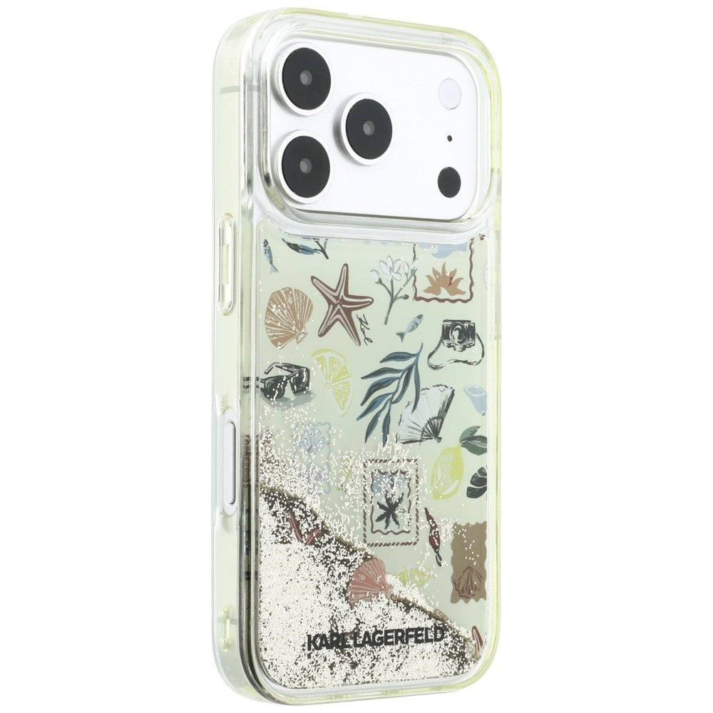 Funda para Apple iPhone 18 Pro / 17 Pro, Karl Lagerfeld, Liquid Glitter Beach and Sand, Beige