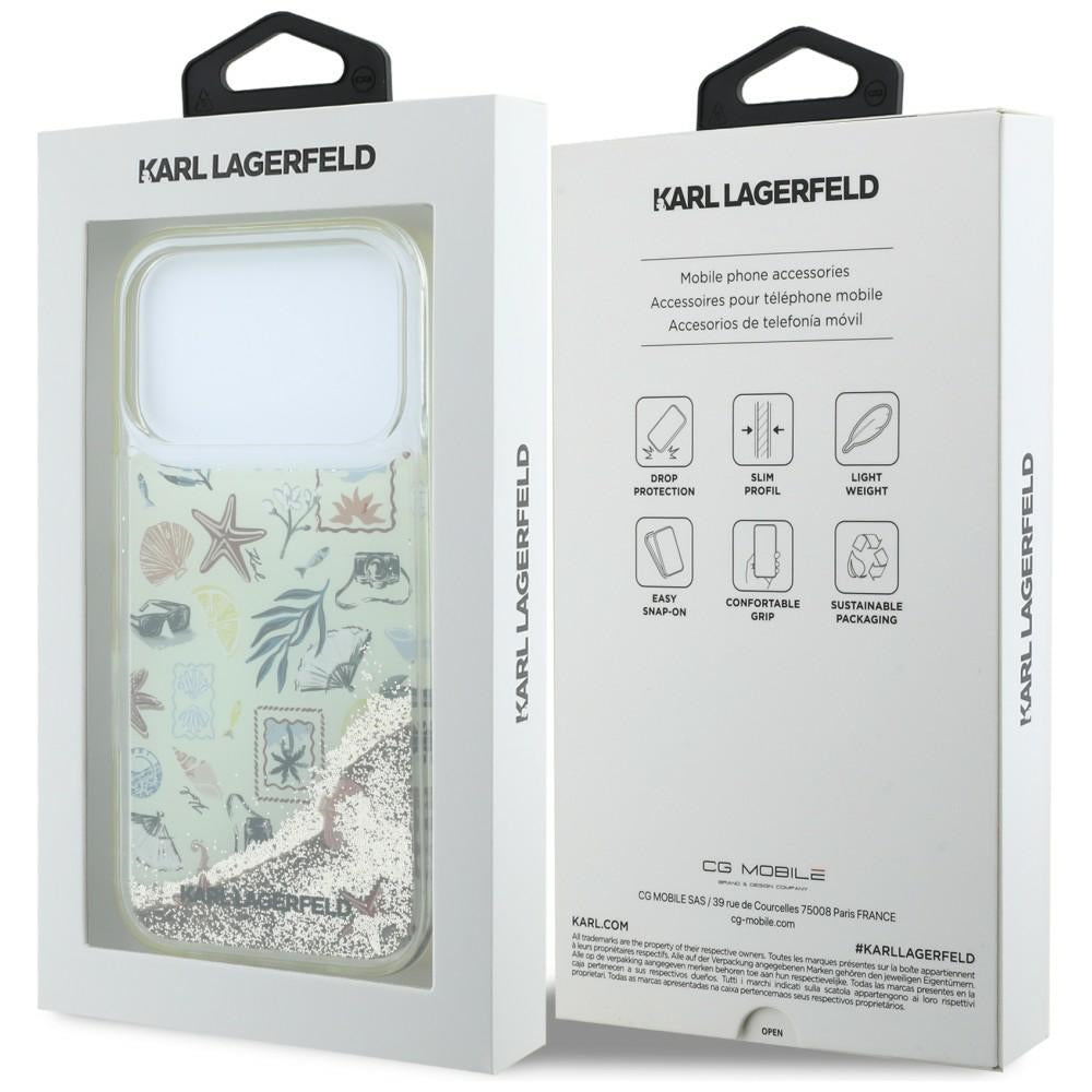Funda para Apple iPhone 18 Pro / 17 Pro, Karl Lagerfeld, Liquid Glitter Beach and Sand, Beige