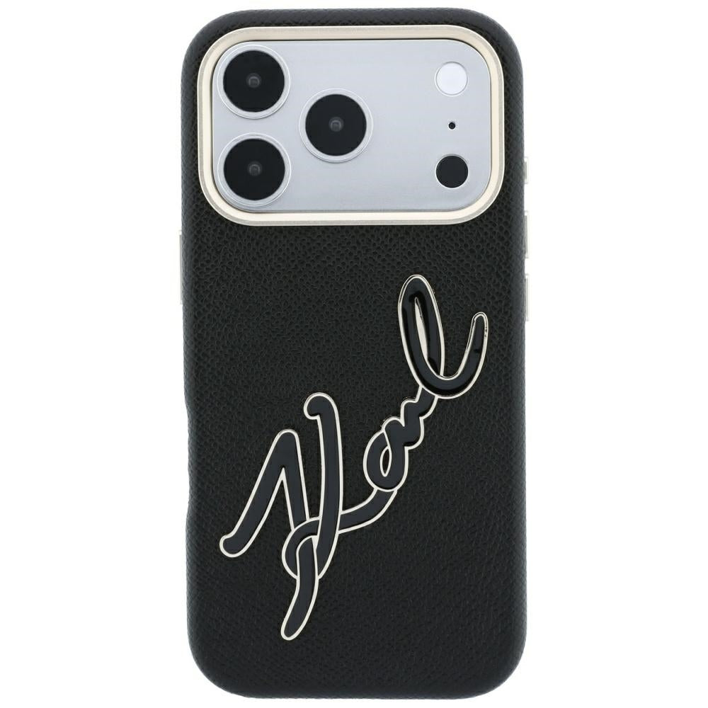 Funda para Apple iPhone 18 Pro / 17 Pro, Karl Lagerfeld, Logo de Resina Grande Suave, Negra