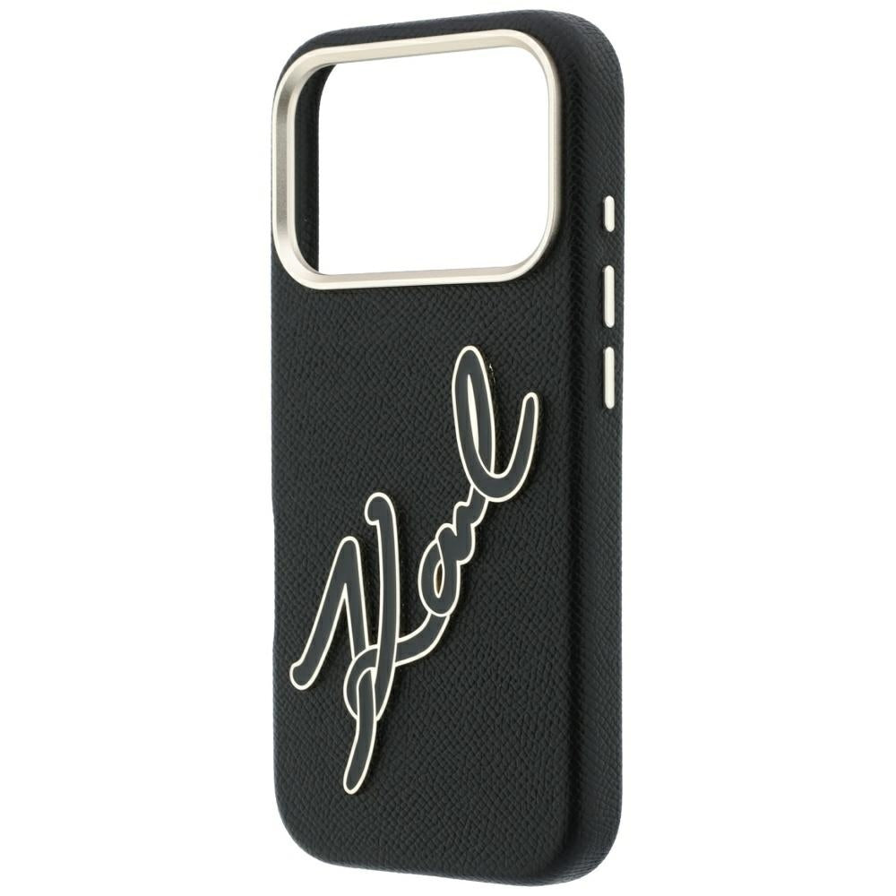 Funda para Apple iPhone 18 Pro / 17 Pro, Karl Lagerfeld, Logo de Resina Grande Suave, Negra