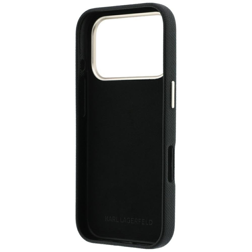Funda para Apple iPhone 18 Pro / 17 Pro, Karl Lagerfeld, Logo de Resina Grande Suave, Negra