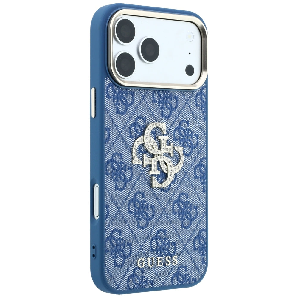 Funda para Apple iPhone 18 Pro Max / 17 Pro Max, Guess, 4G Big Strass Logo, Azul