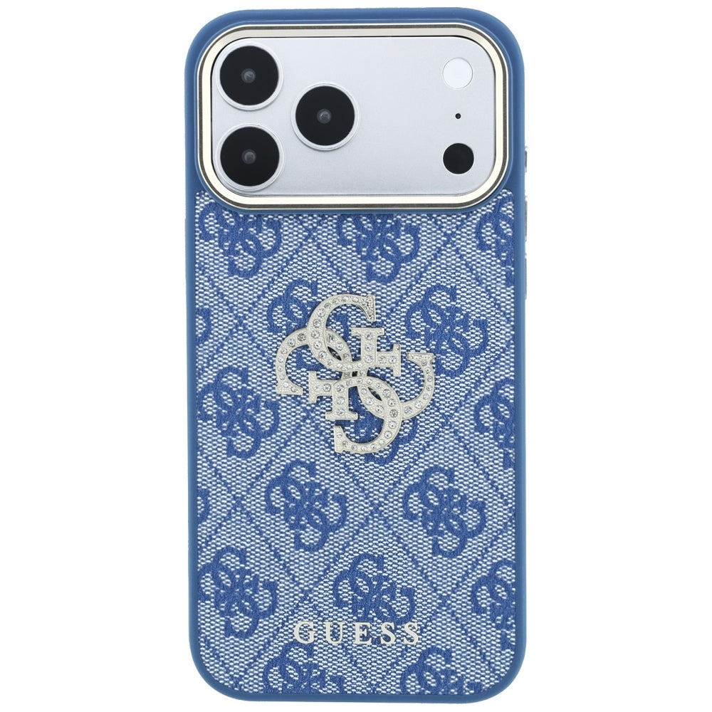 Funda para Apple iPhone 18 Pro Max / 17 Pro Max, Guess, 4G Big Strass Logo, Azul
