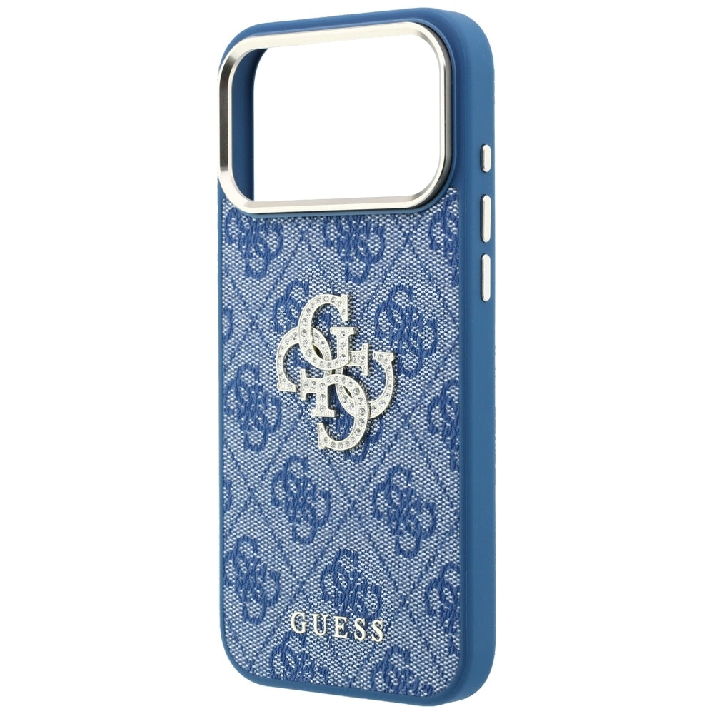Funda para Apple iPhone 18 Pro Max / 17 Pro Max, Guess, 4G Big Strass Logo, Azul