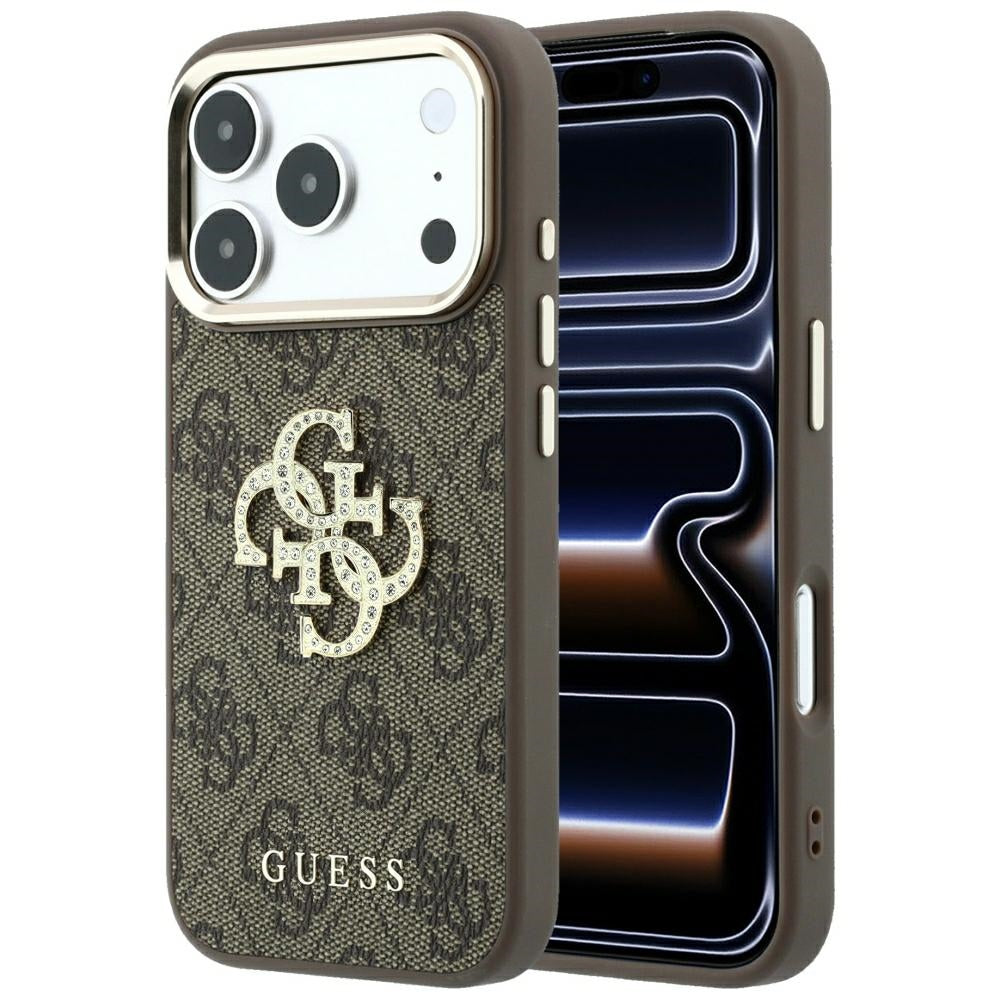 Funda para Apple iPhone 18 Pro Max / 17 Pro Max, Guess, 4G Big Strass Logo, Marrón