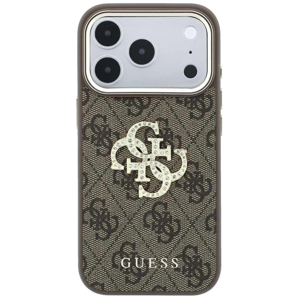Funda para Apple iPhone 18 Pro Max / 17 Pro Max, Guess, 4G Big Strass Logo, Marrón