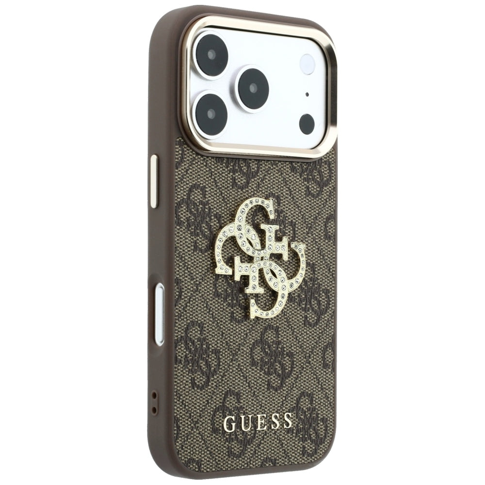Funda para Apple iPhone 18 Pro Max / 17 Pro Max, Guess, 4G Big Strass Logo, Marrón