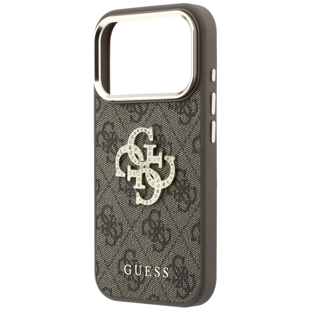 Funda para Apple iPhone 18 Pro Max / 17 Pro Max, Guess, 4G Big Strass Logo, Marrón