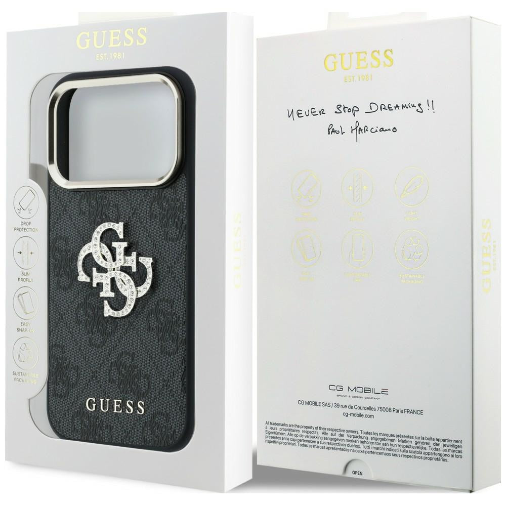 Funda para Apple iPhone 18 Pro Max / 17 Pro Max, Guess, 4G Big Strass Logo, Negra