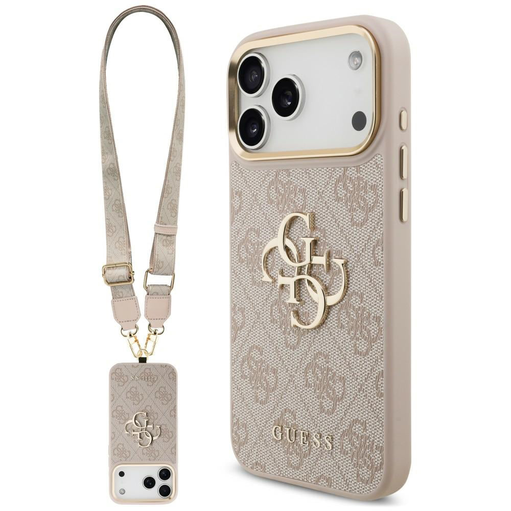 Funda para Apple iPhone 18 Pro Max / 17 Pro Max, Guess, Big 4G Classic Logo & Big Strap Metal Buttons, rosa