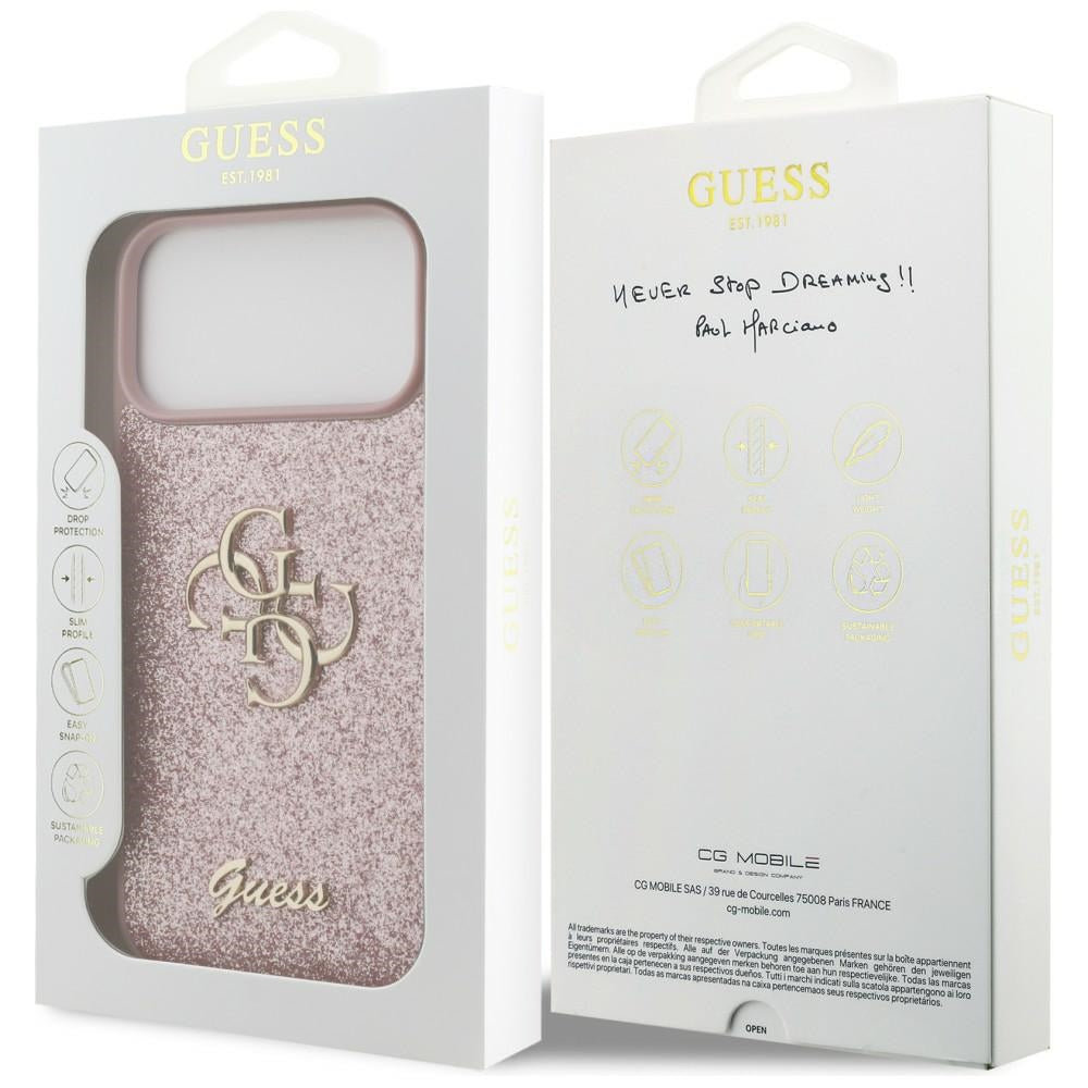Funda para Apple iPhone 18 Pro Max / 17 Pro Max, Guess, Fixed Glitter Big 4G, Rosa