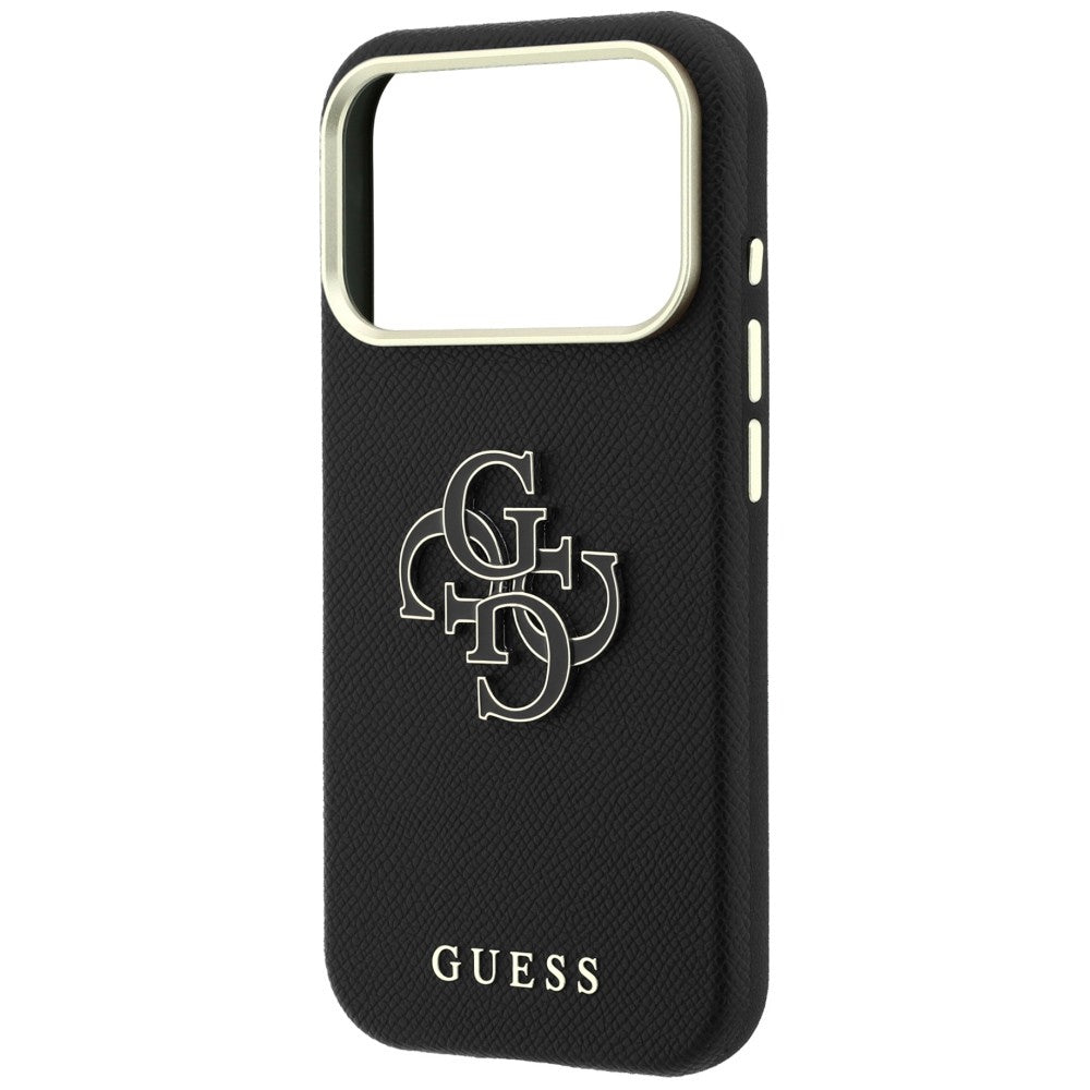 Funda para Apple iPhone 18 Pro Max / 17 Pro Max, Guess, Logo Grande de Resina Granulada, Negra