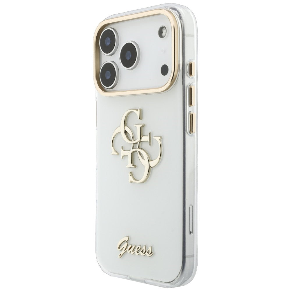 Funda para Apple iPhone 18 Pro Max / 17 Pro Max, Guess, IML 4G Metal Script, Blanca