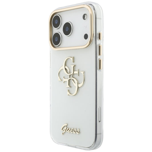 Funda para Apple iPhone 18 Pro Max / 17 Pro Max, Guess, IML 4G Metal Script, Blanca