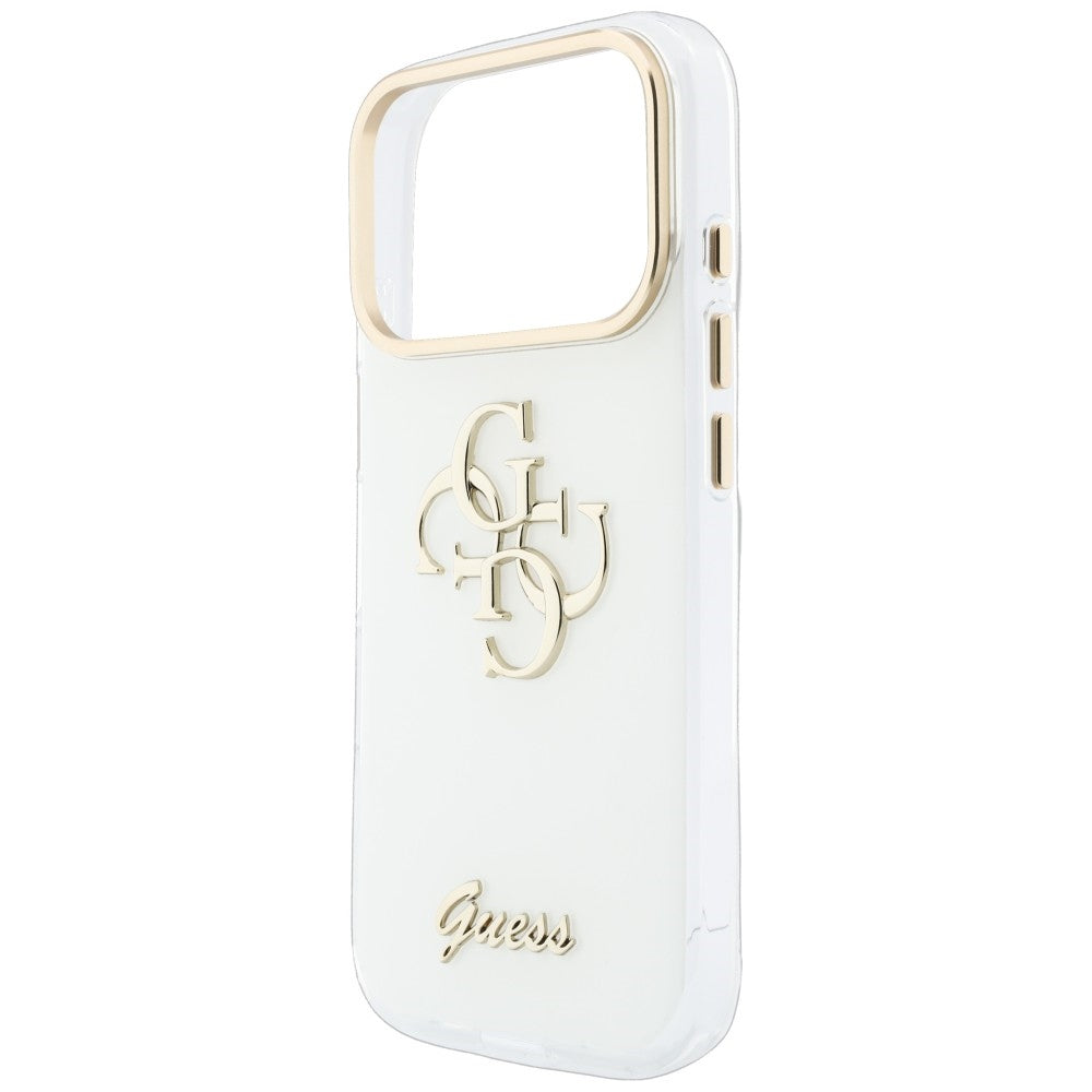 Funda para Apple iPhone 18 Pro Max / 17 Pro Max, Guess, IML 4G Metal Script, Blanca