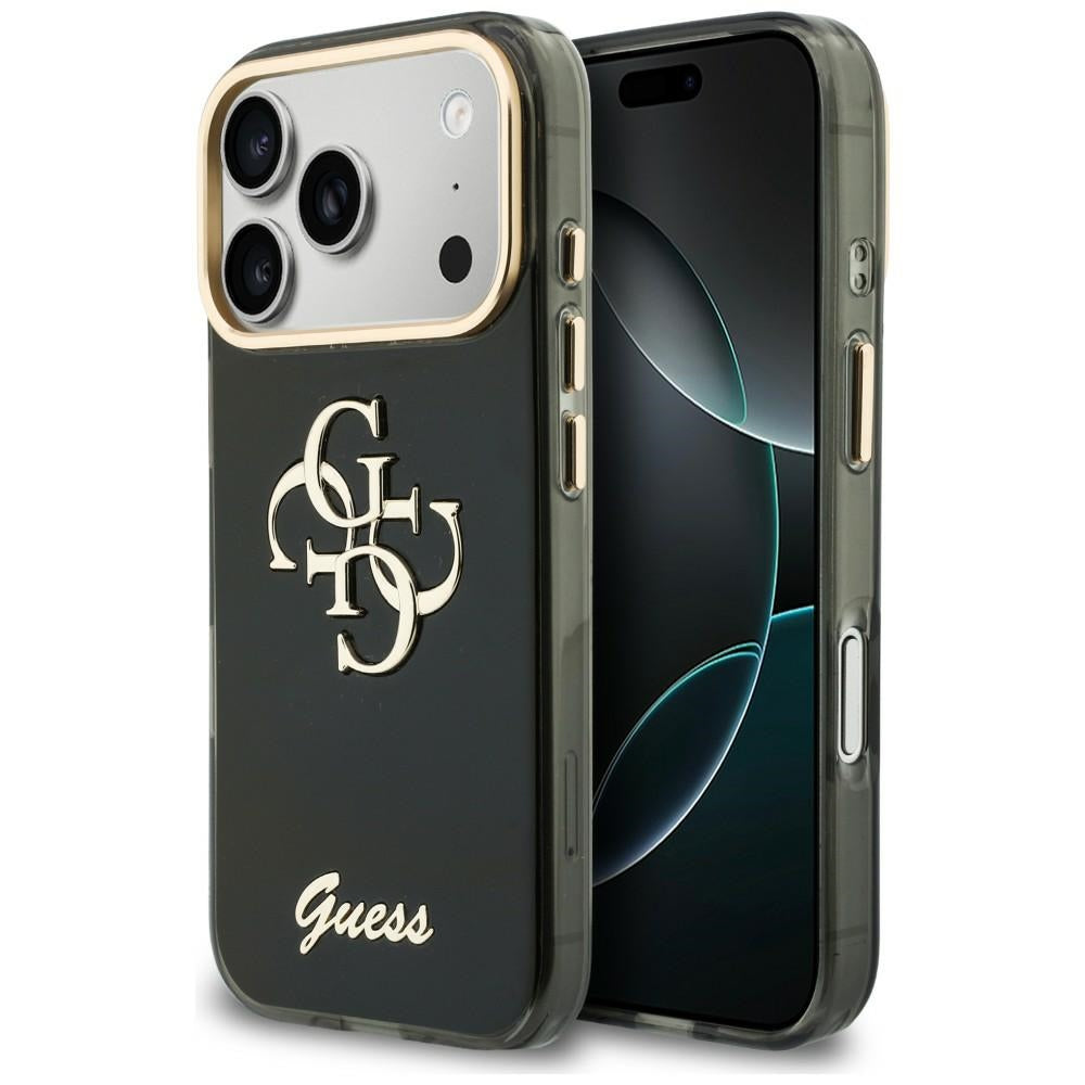 Funda para Apple iPhone 18 Pro Max / 17 Pro Max, Guess, IML 4G Metal Script, Negra