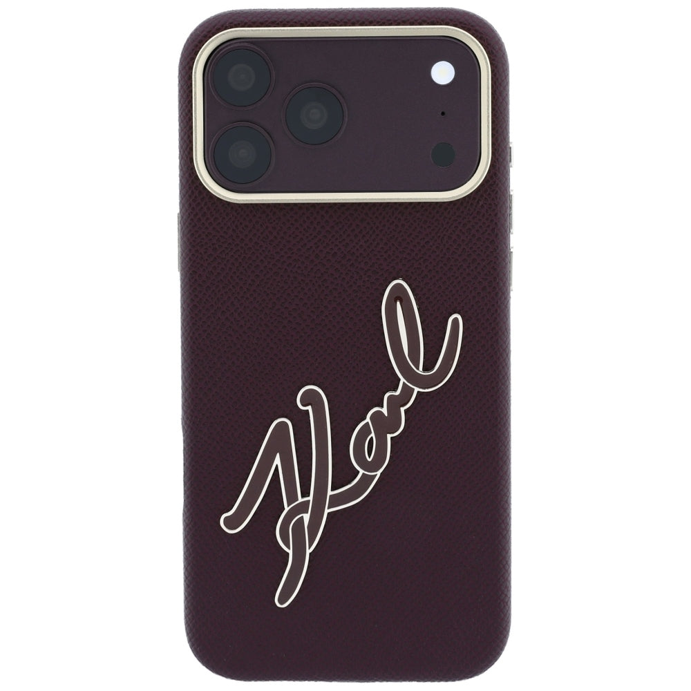 Funda para Apple iPhone 18 Pro Max / 17 Pro Max, Karl Lagerfeld, Logo de Resina Grande Suave, Burdeos