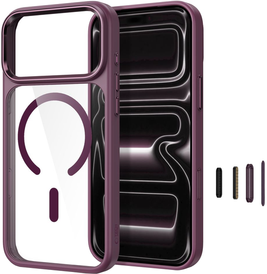 Funda para Apple iPhone 18 Pro / 17 Pro, Tech-Protect, Magmat CC, Vino Transparente