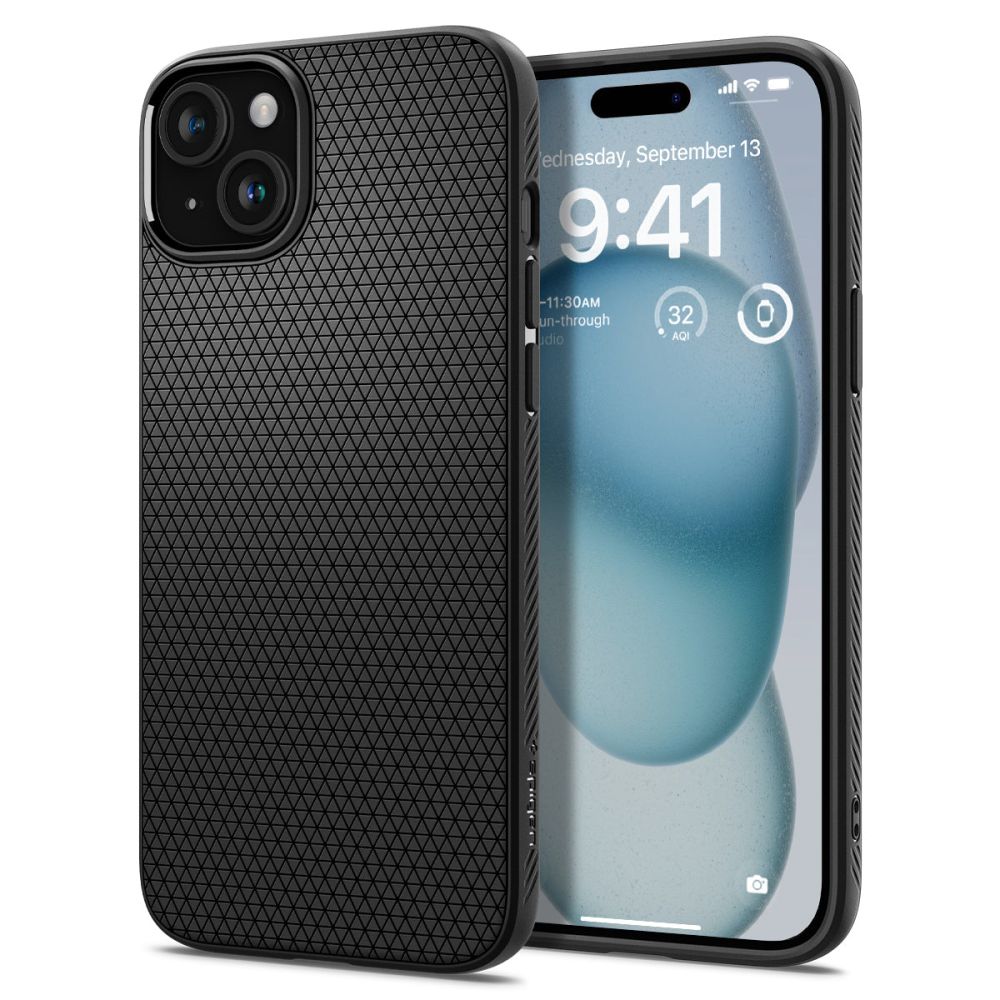 Funda para Apple iPhone 15, Spigen, Liquid Air Matte, Negro ACS06790