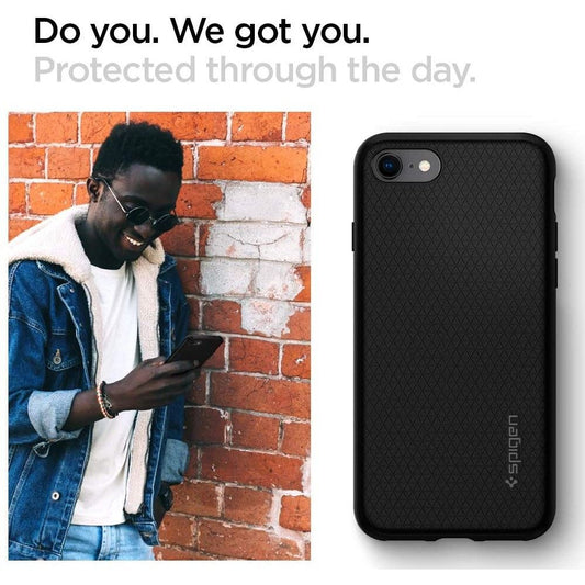 Funda para Apple iPhone SE (2022) / SE (2020) / 8 / 7, Spigen, Liquid Air, Negra