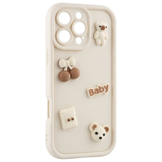 Funda para Apple iPhone 14, OEM, Ultra Trendy 3D Bear, Beige