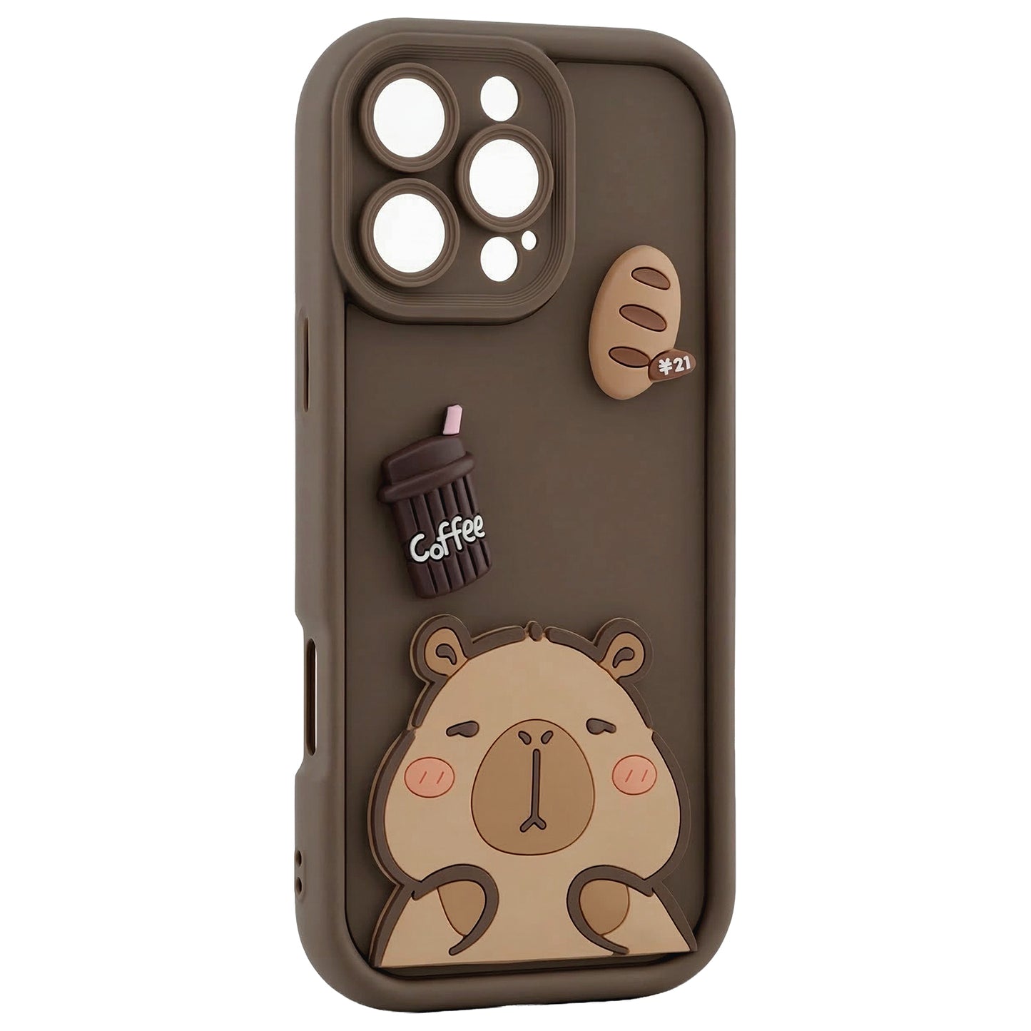 Funda para Apple iPhone 14, OEM, Ultra Trendy 3D Capybara, Marrón