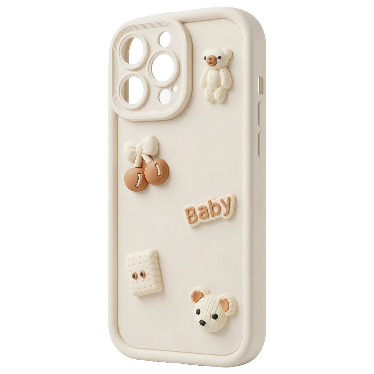 Funda para Apple iPhone 16 Pro Max, OEM, Ultra Trendy 3D Bear, Beige