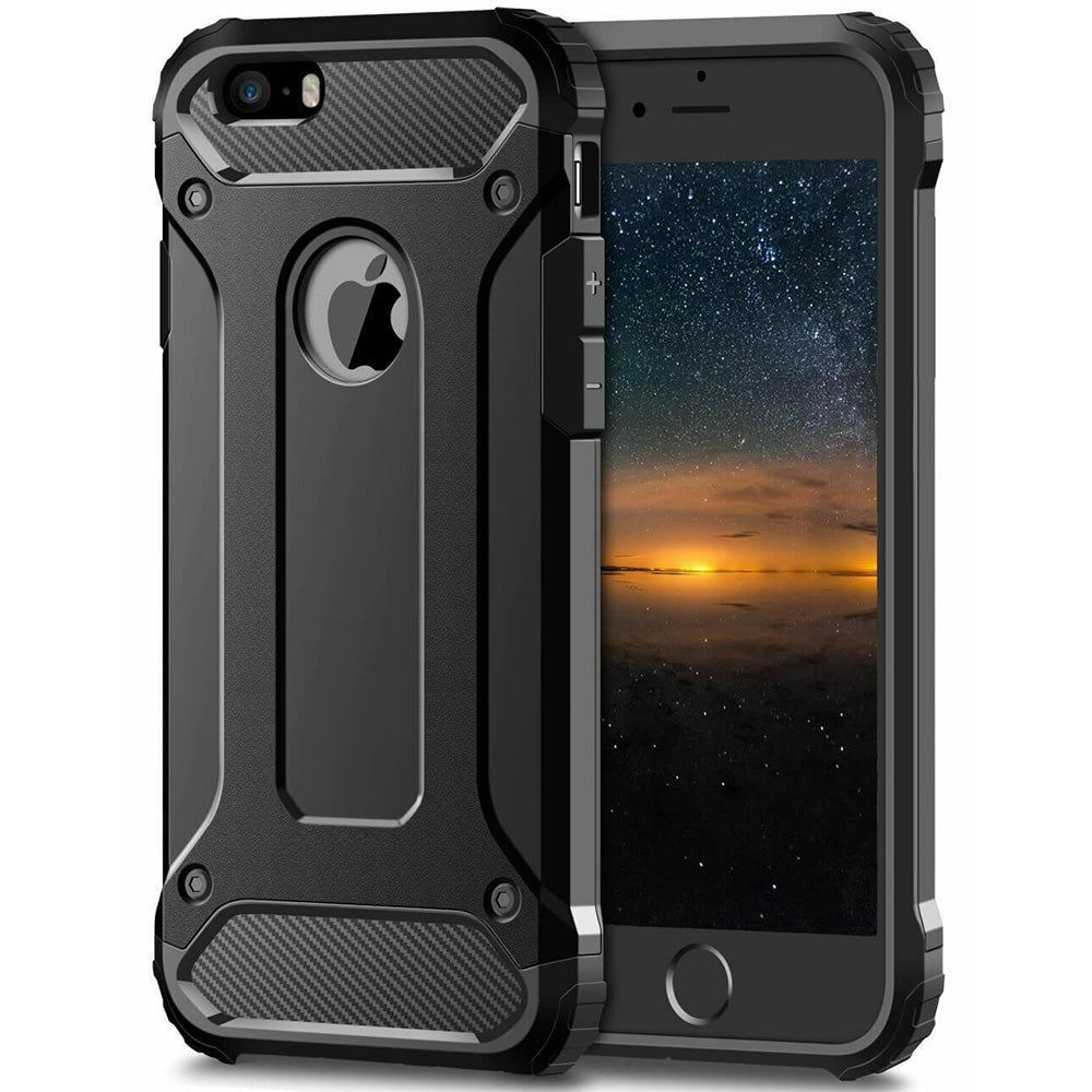 Funda para Apple iPhone SE (2016) / 5 / 5s, Techsuit, Hybrid Armor, Negra