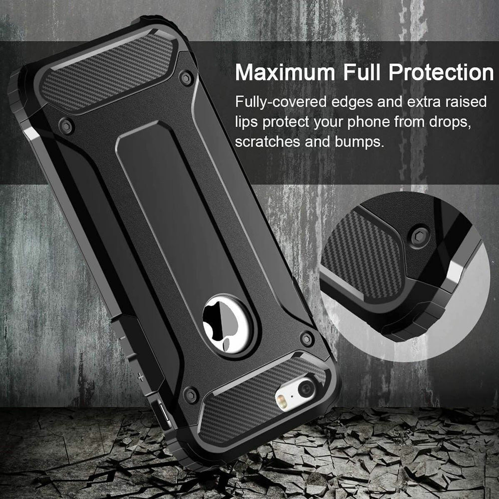 Funda para Apple iPhone SE (2016) / 5 / 5s, Techsuit, Hybrid Armor, Negra