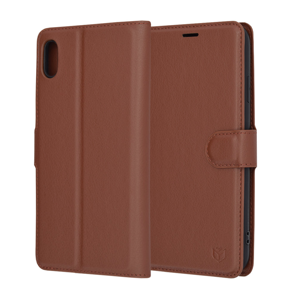 Funda para Apple iPhone XS Max, Techsuit, Leather Folio, Marrón