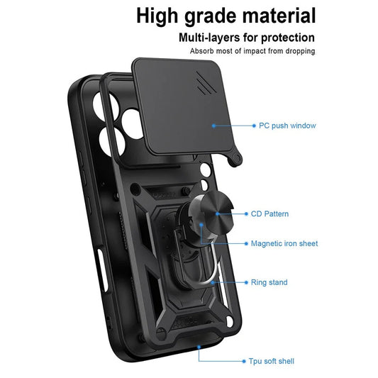 Funda para Honor 600 Lite, OEM, CamShield, Negra