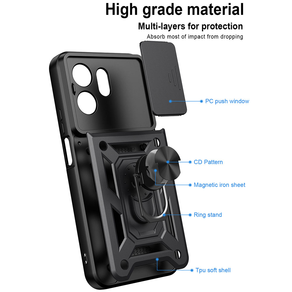 Funda para Honor 600 Smart, Techsuit, CamShield, Negra