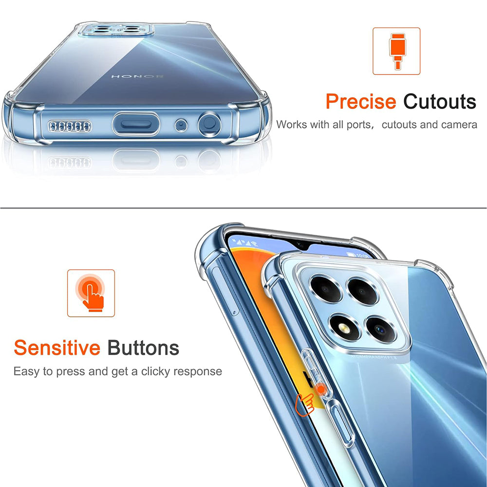Funda para Honor 70 Lite / X6 / X8 5G, Techsuit, Transparente a prueba de golpes