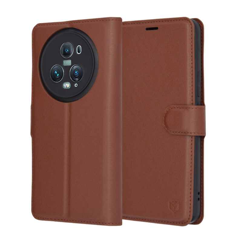 Funda para Honor Magic5 Pro, Techsuit, Leather Folio, Marrón