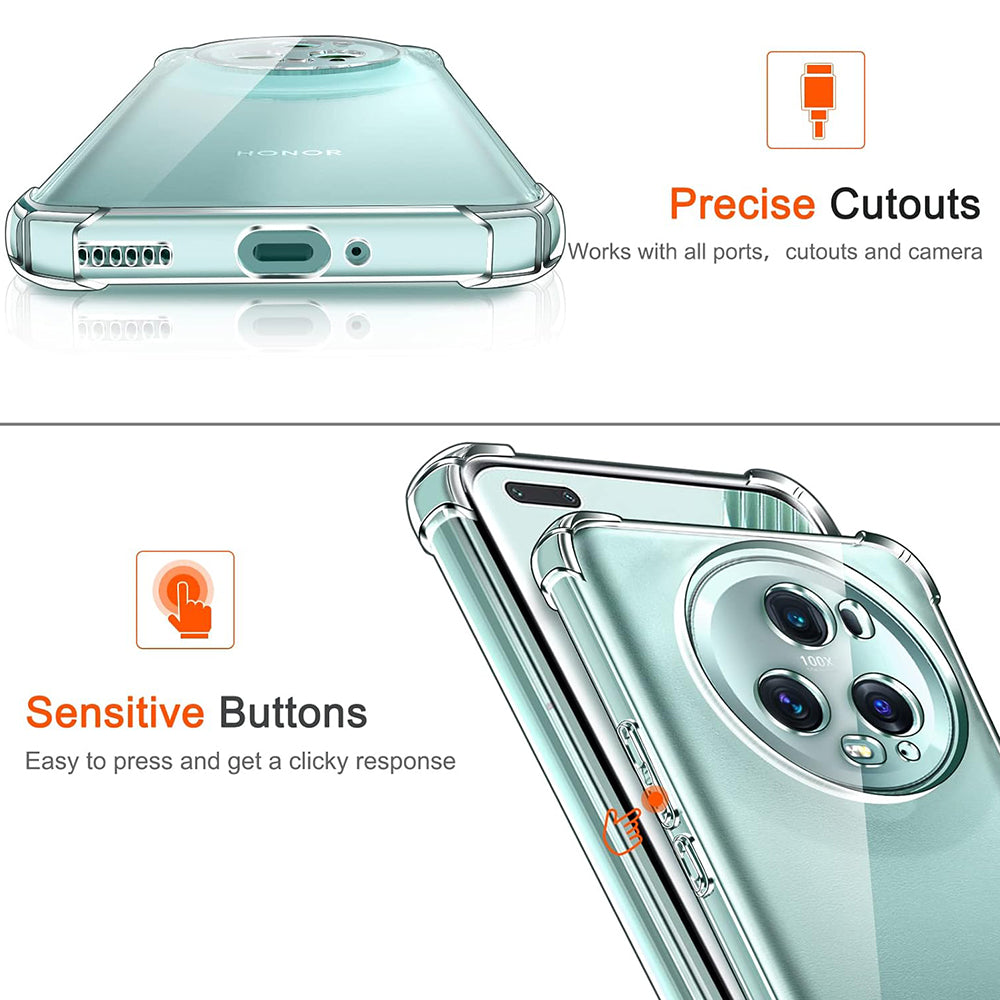 Funda para Honor Magic5 Pro, Techsuit, Antigolpes Transparente, Transparente