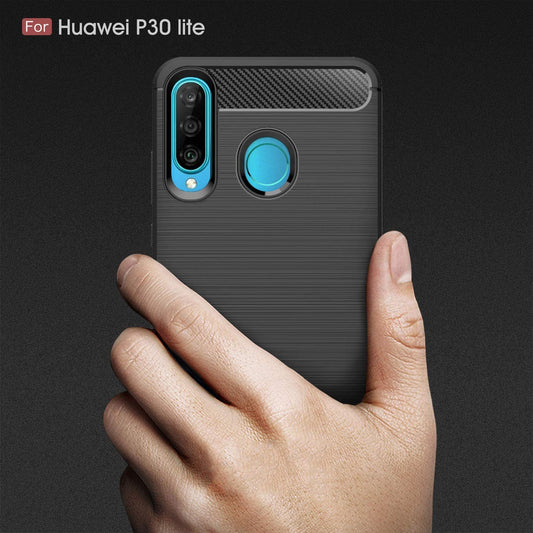 Funda para Huawei P30 lite New Edition / P30 lite, Techsuit, Carbono, Negra