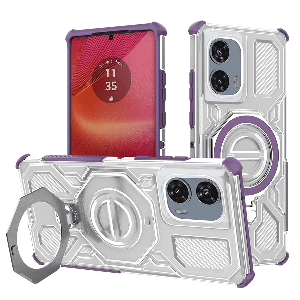 Funda para Motorola Edge 50 Fusion, Techsuit, Carbon Shield Pro, Morado