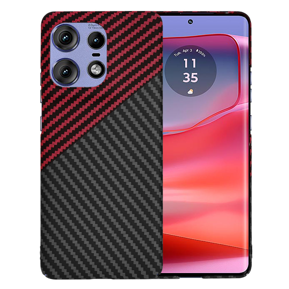 Funda para Motorola Edge 50 Pro, Techsuit, Carbonite FiberShell, Negra Roja