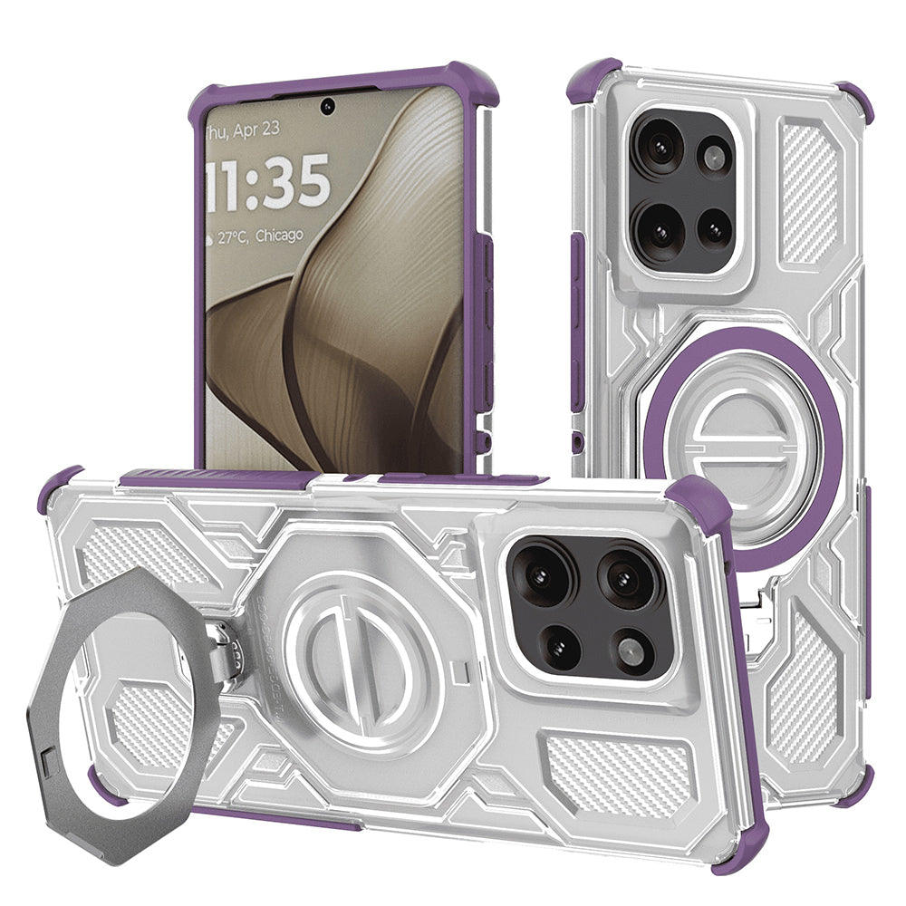 Funda para Motorola Edge 50, Techsuit, Carbon Shield Pro, Morado