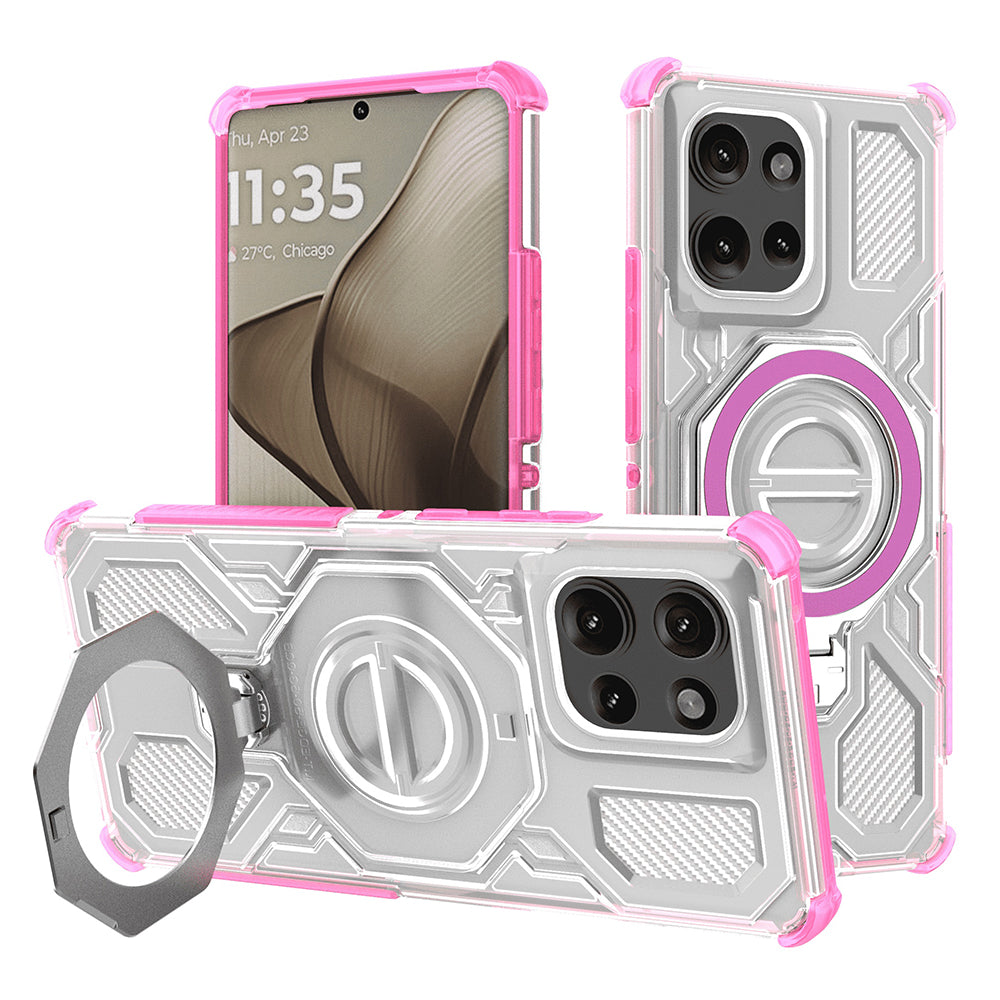 Funda para Motorola Edge 50, Techsuit, Carbon Shield Pro, Rosa