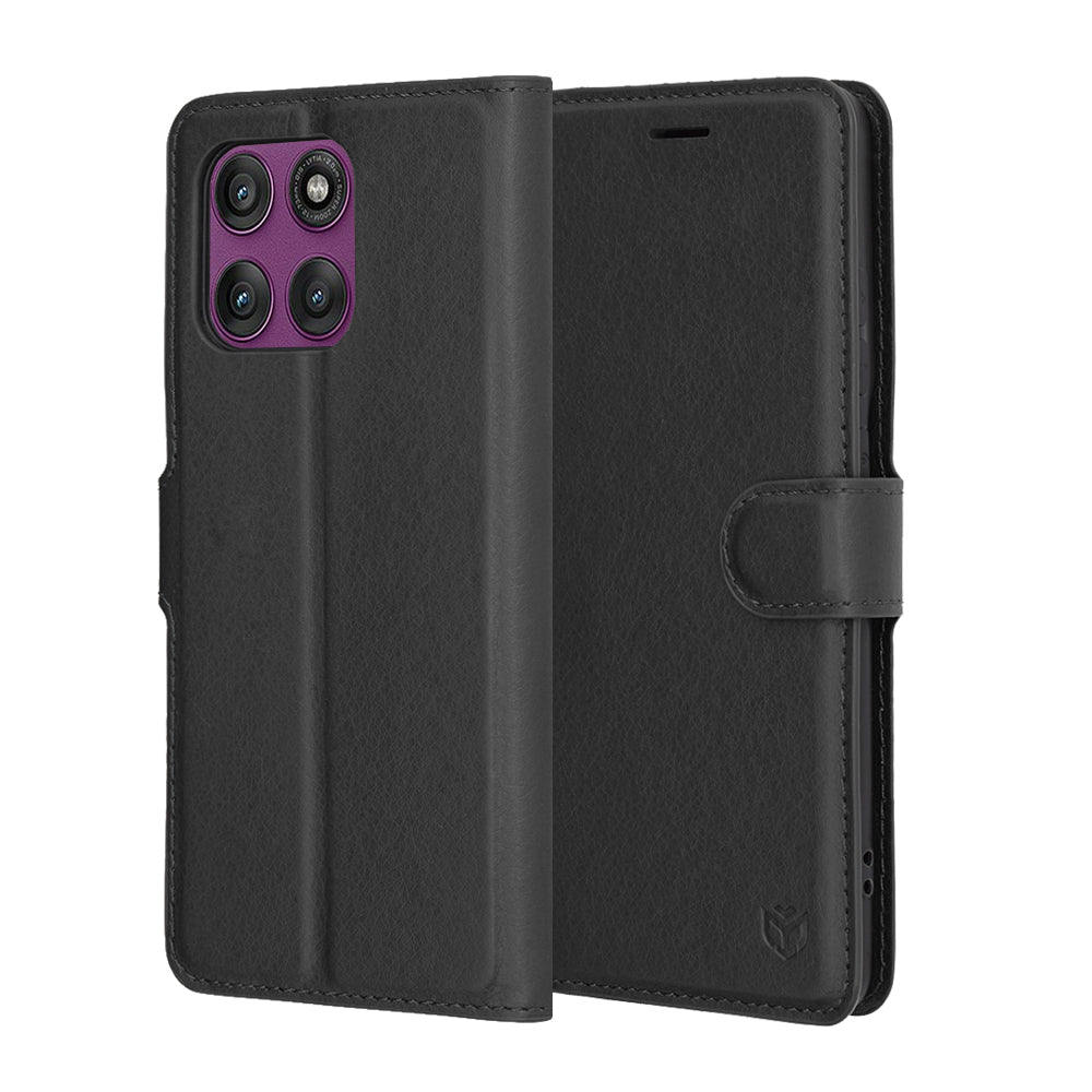 Funda para Motorola Edge 60 Pro, Techsuit, Leather Folio, Negra