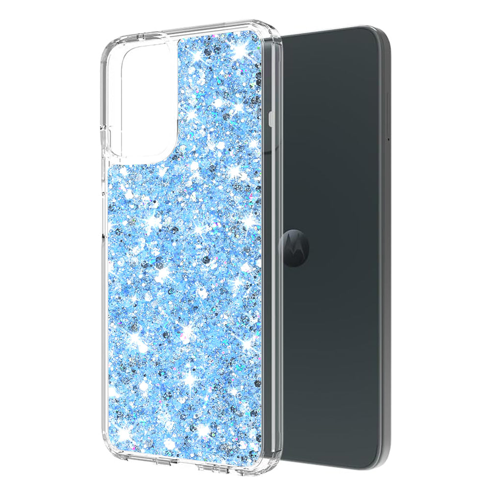 Funda para Motorola Moto G14, Techsuit, Brillo Centelleante, Azul