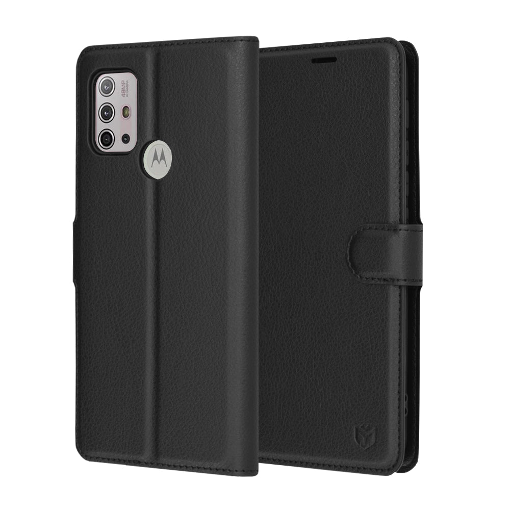 Funda para Motorola Moto G30 / G20 / G10, Techsuit, Folio de cuero, Negra