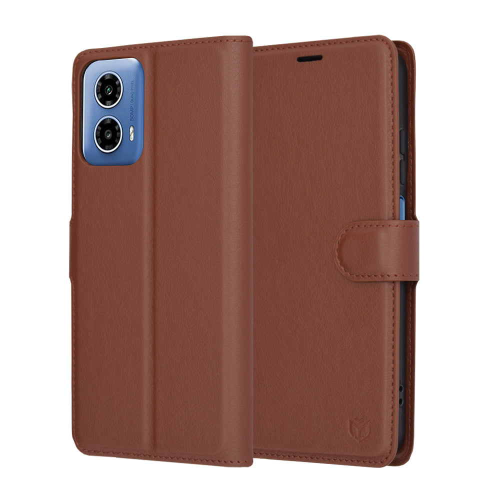 Funda para Motorola Moto G45 / G34, Techsuit, Leather Folio, Marrón