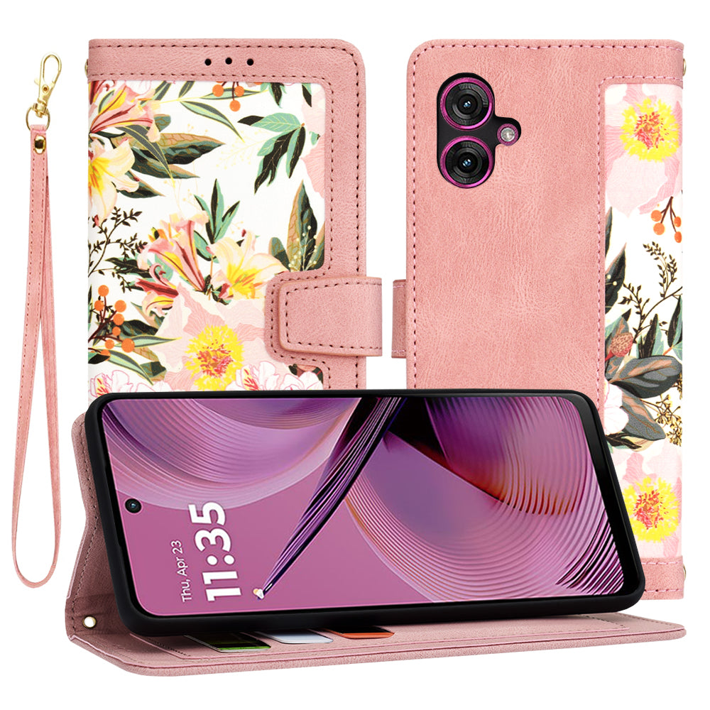Funda para Motorola Moto G55, Techsuit, FlipCraft, Rosa