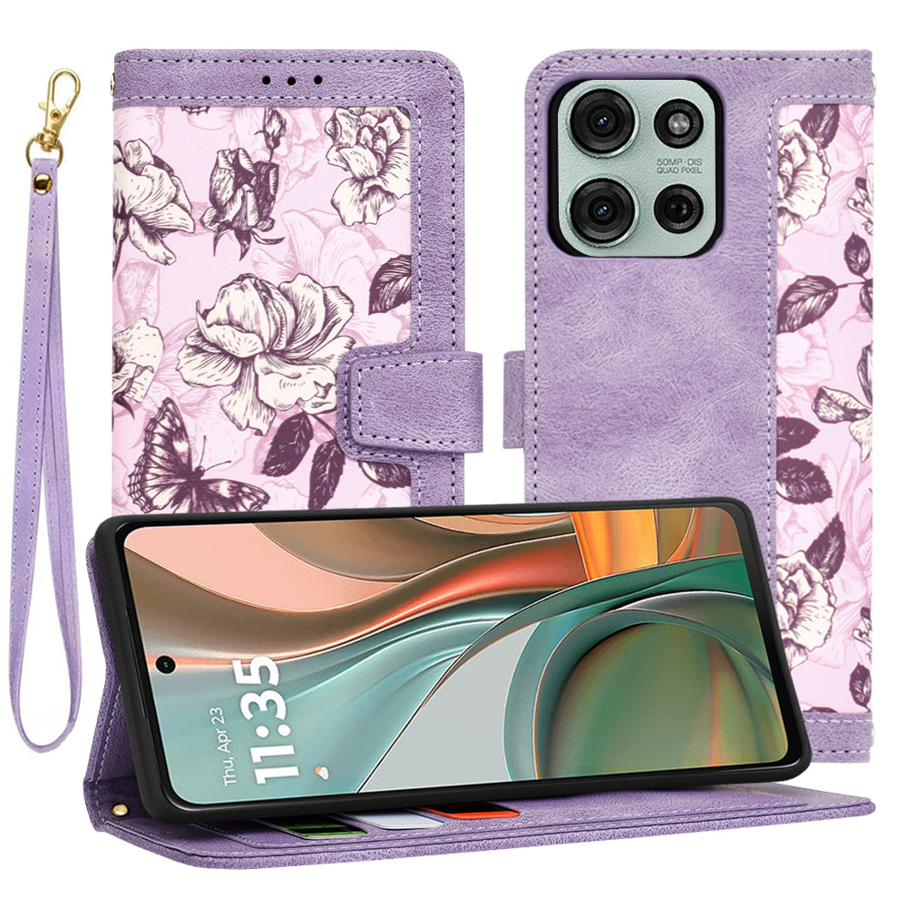 Funda para Motorola Moto G75, Techsuit, FlipCraft, Morado