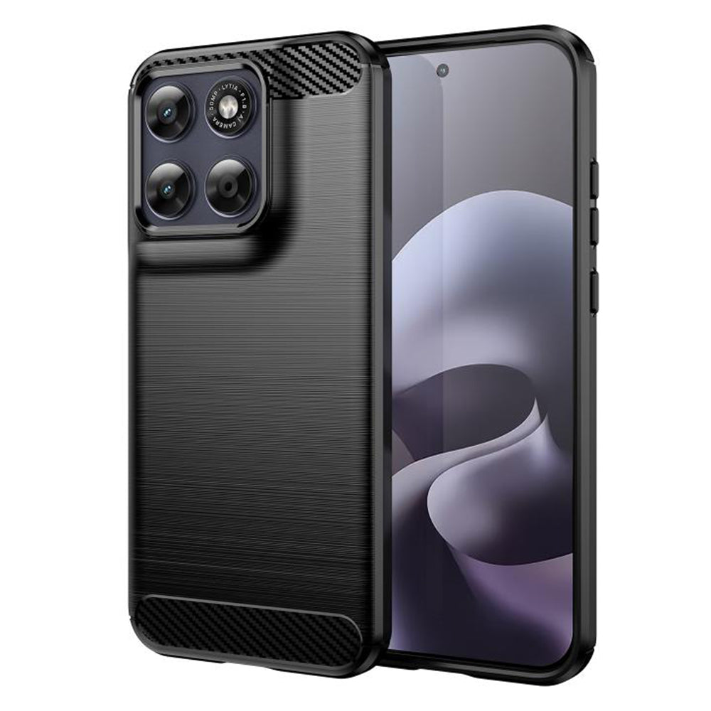 Funda para Motorola Moto G77 / G67, Techsuit, Carbono, Negra