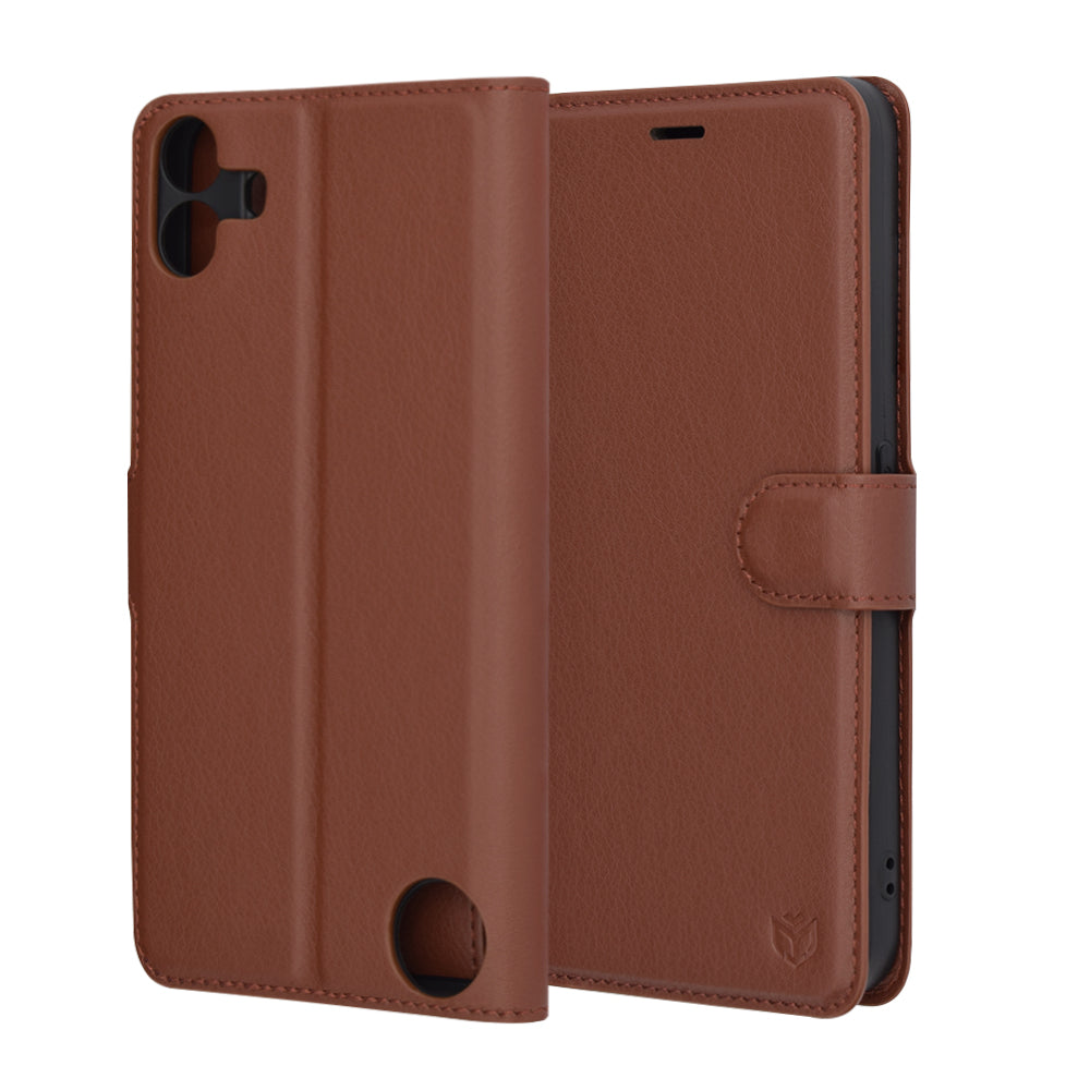 Funda para Nothing CMF Phone 1, Techsuit, Leather Folio, Marrón