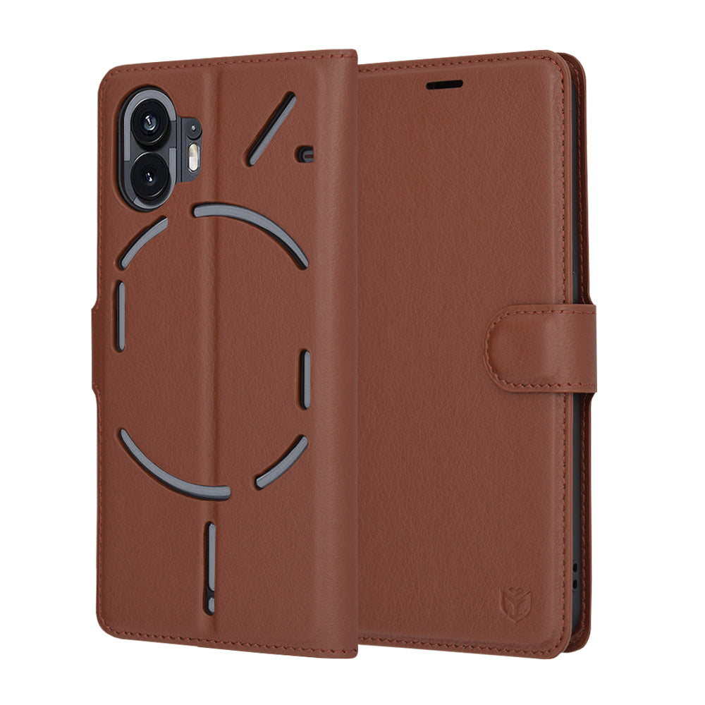 Funda para Nothing Phone (2), Techsuit, Leather Folio, Marrón